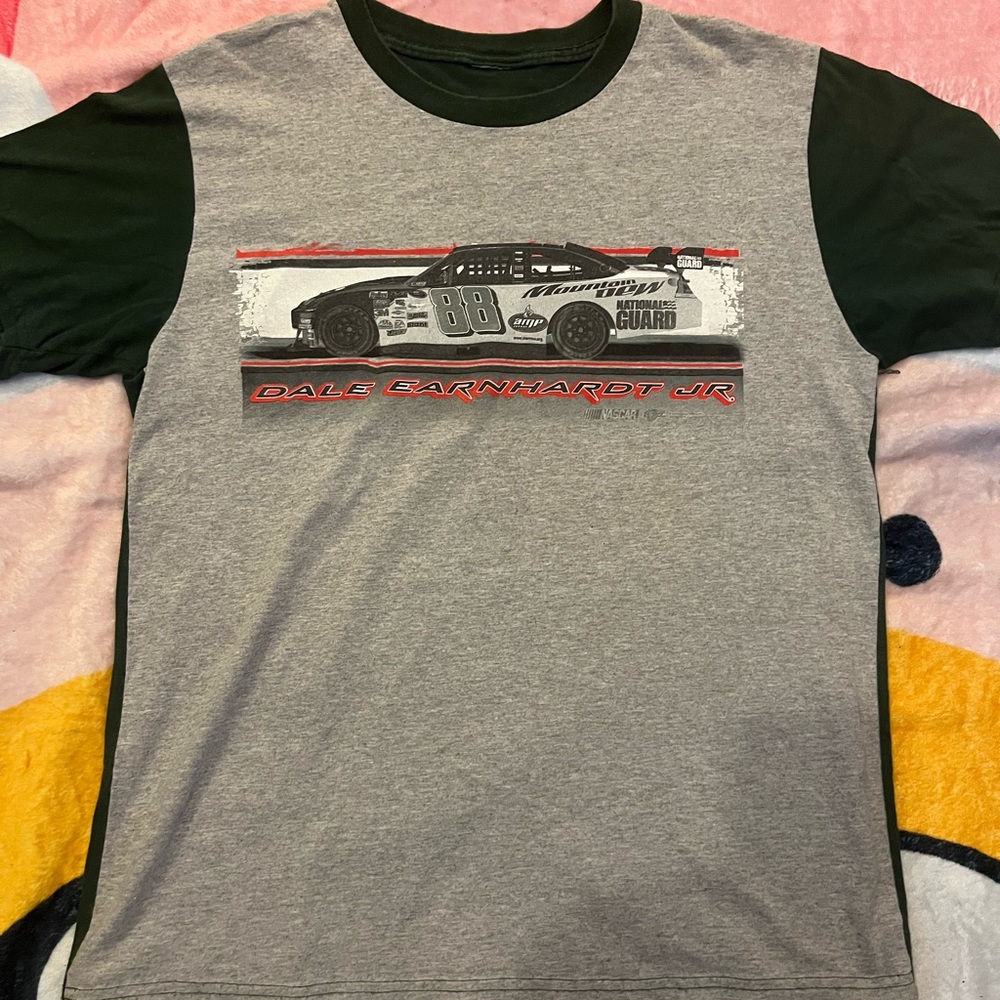 Gray and Dark green Dale Earnhardt Jr. Graphic T-Shirt